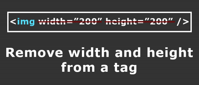 Remove width and height from tag